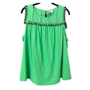 NWT. Crown & Ivy Sleeveless Top With Fringe | 1X